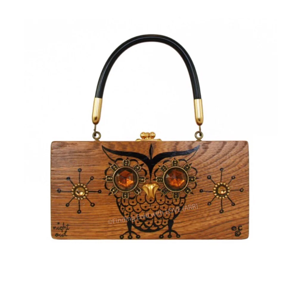 Finding Enid with LOVE - Night Owl (black, amber, gold) Box Bag by